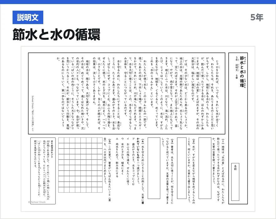 説明文 節水と水の循環