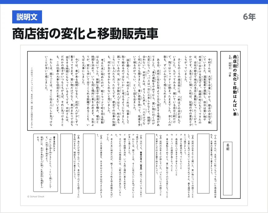 説明文 商店街の変化と移動販売車