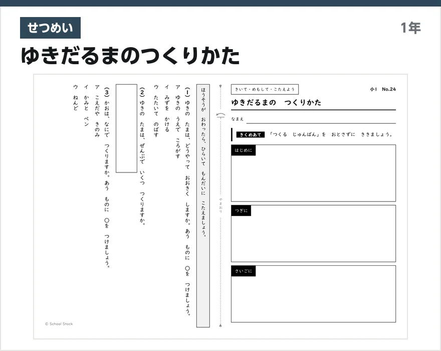 せつめい ゆきだるまのつくりかた