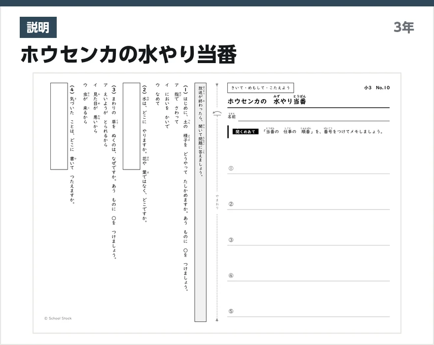 説明 ホウセンカの水やり当番