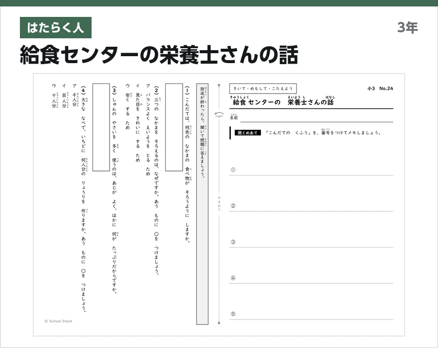 はたらく人 給食センターの栄養士さんの話