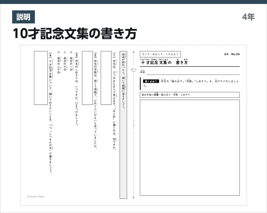 説明 10才記念文集の書き方