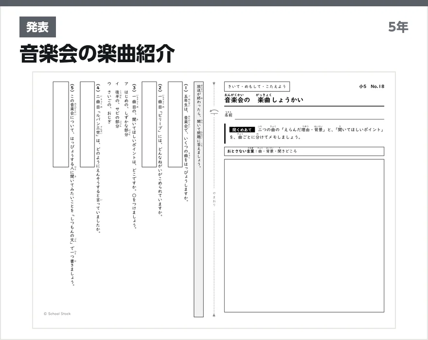 発表 音楽会の楽曲紹介