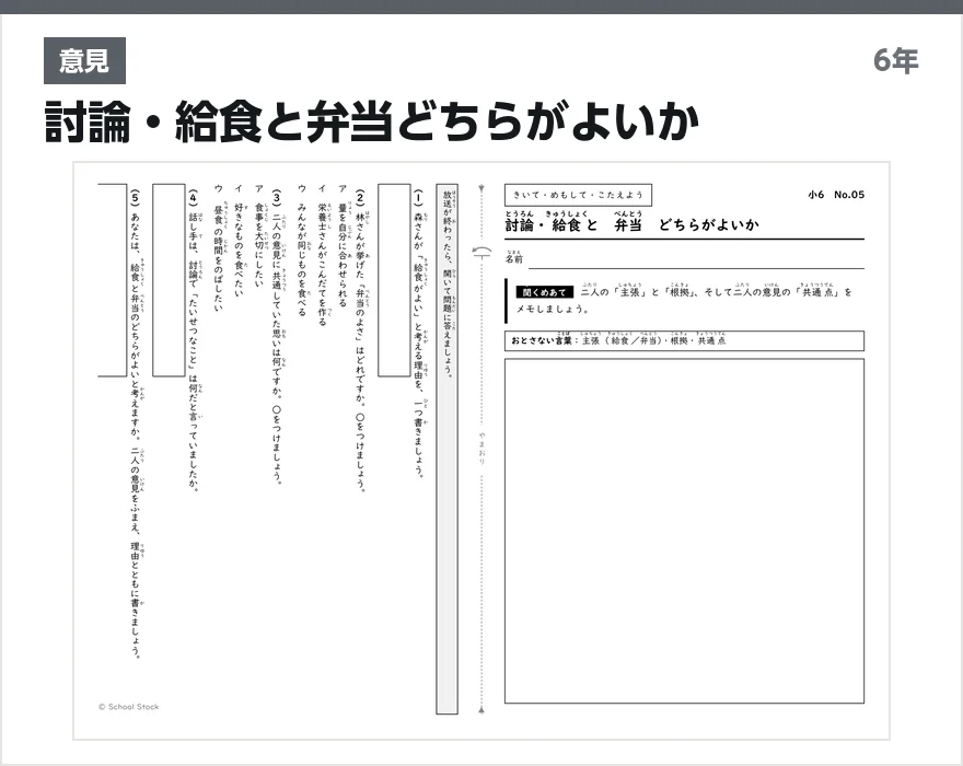 意見 討論・給食と弁当どちらがよいか