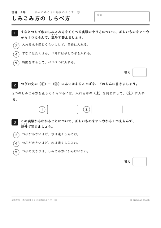 しみこみ方の しらべ方