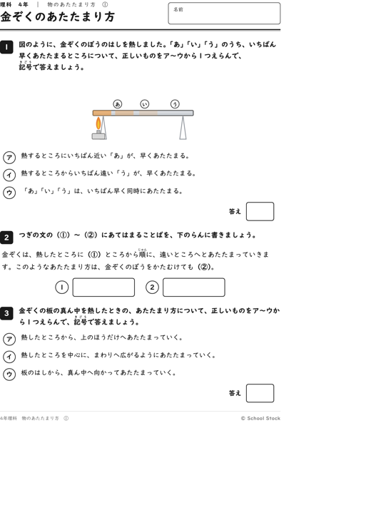 金ぞくのあたたまり方