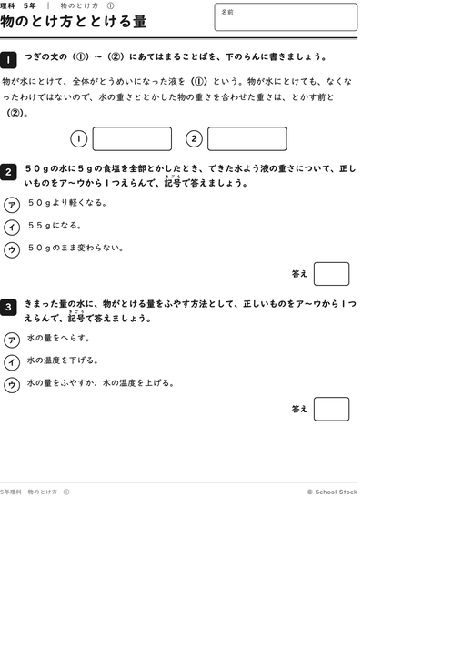 物のとけ方ととける量