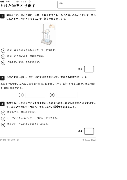 とけた物をとり出す