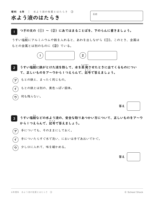 水よう液のはたらき