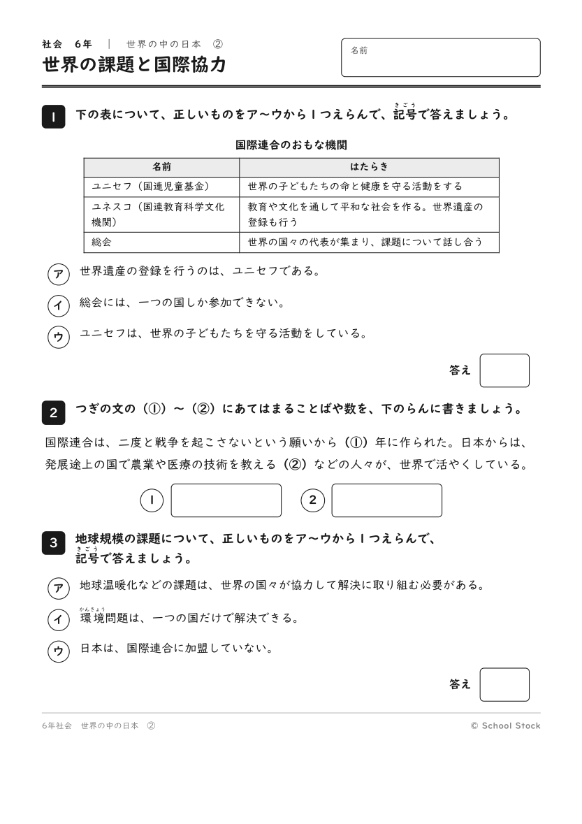 世界の課題と国際協力