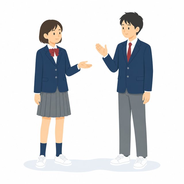 中学生・英語・ペアで会話練習（ブレザー）