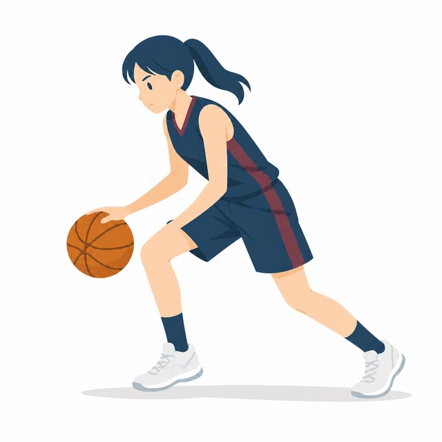 中学生・バスケ・ドリブルする女子