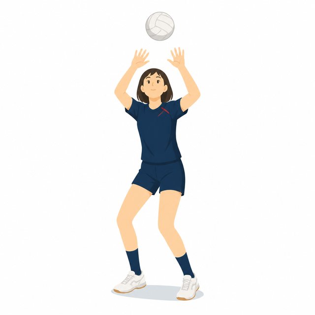 中学生・バレー・トスを上げる女子