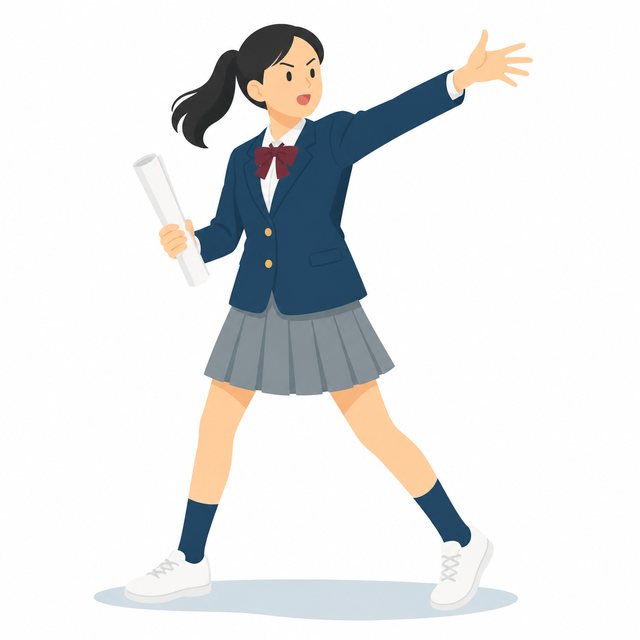 中学生・演劇部・けいこする女子（ブレザー）