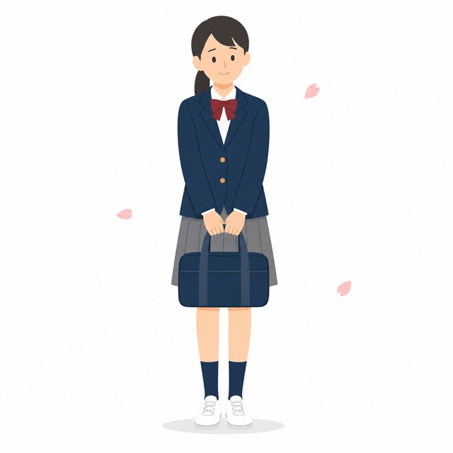 中学生・入学式の女子（桜）（ブレザー）