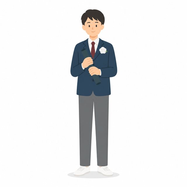 中学生・卒業式の男子（証書筒）（ブレザー）