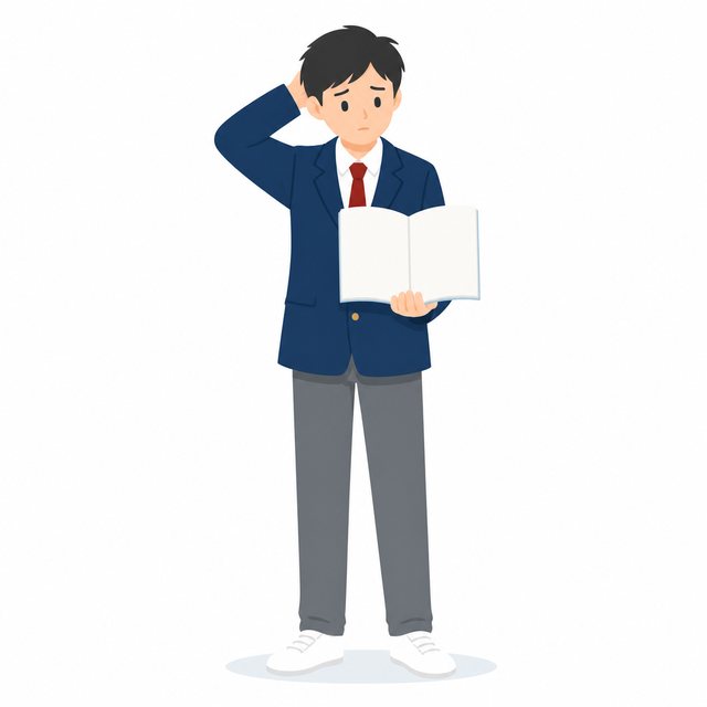 中学生・困っている男子（ブレザー）