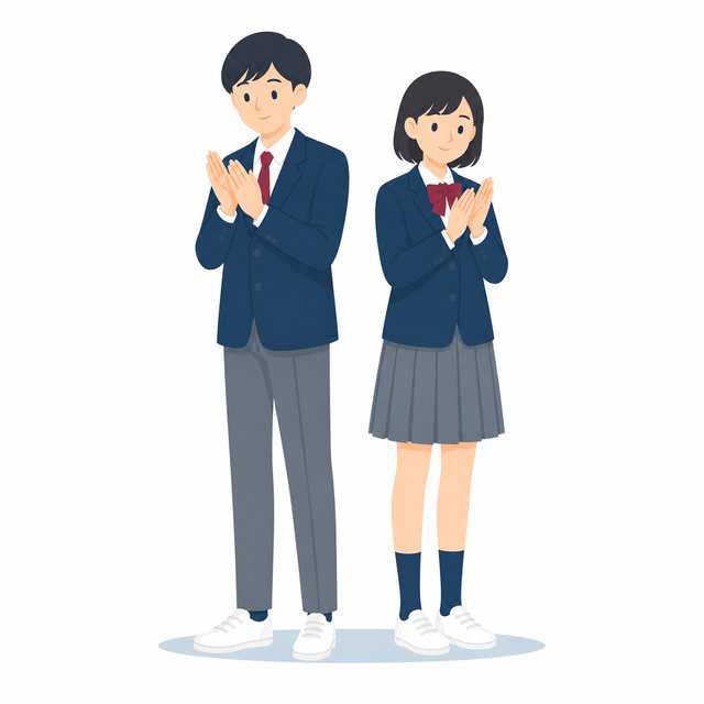 中学生・拍手する男女（ブレザー）
