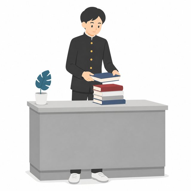 中学生・図書委員の男子（カウンター）（学ラン）
