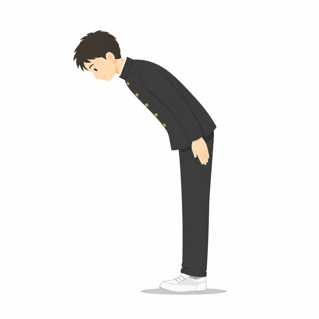 中学生・あいさつ・おじぎする男子（学ラン）