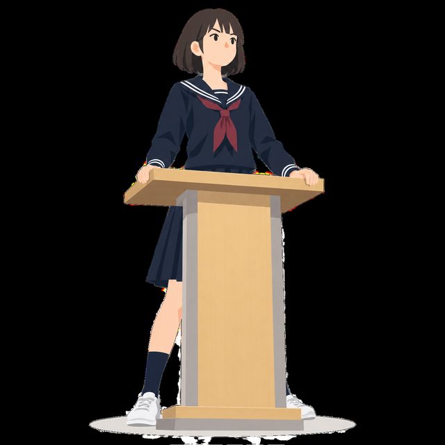 中学生・壇上で話す女子（生徒会）（セーラー服）