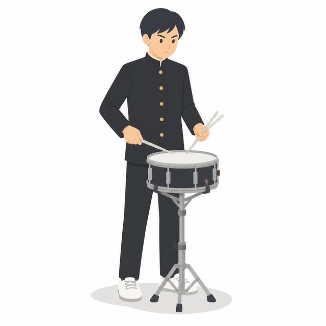 中学生・吹奏楽・打楽器の男子（学ラン）