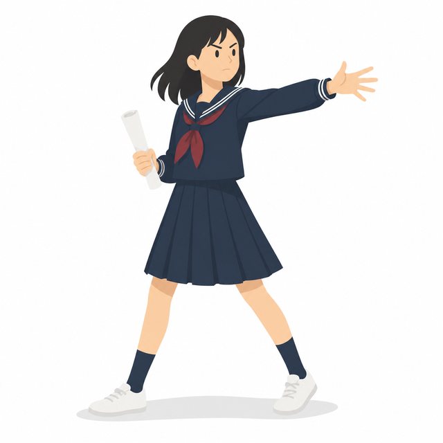 中学生・演劇部・けいこする女子（セーラー服）
