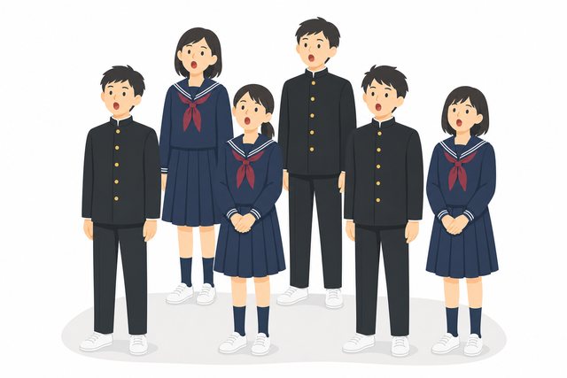 中学生・合唱する生徒たち（2列）（学ラン・セーラー服）