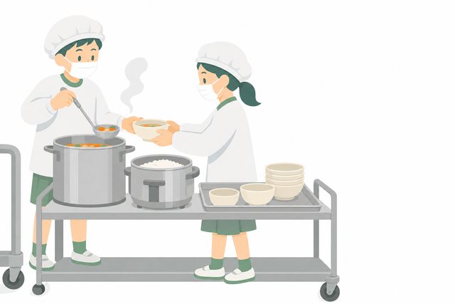 給食当番のイラスト（カラー）