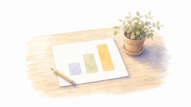 紙の上のグラフと鉢植え