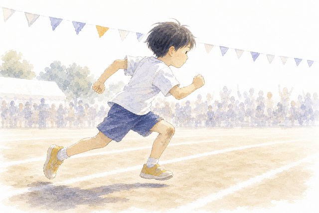 かけっこで ころんでも