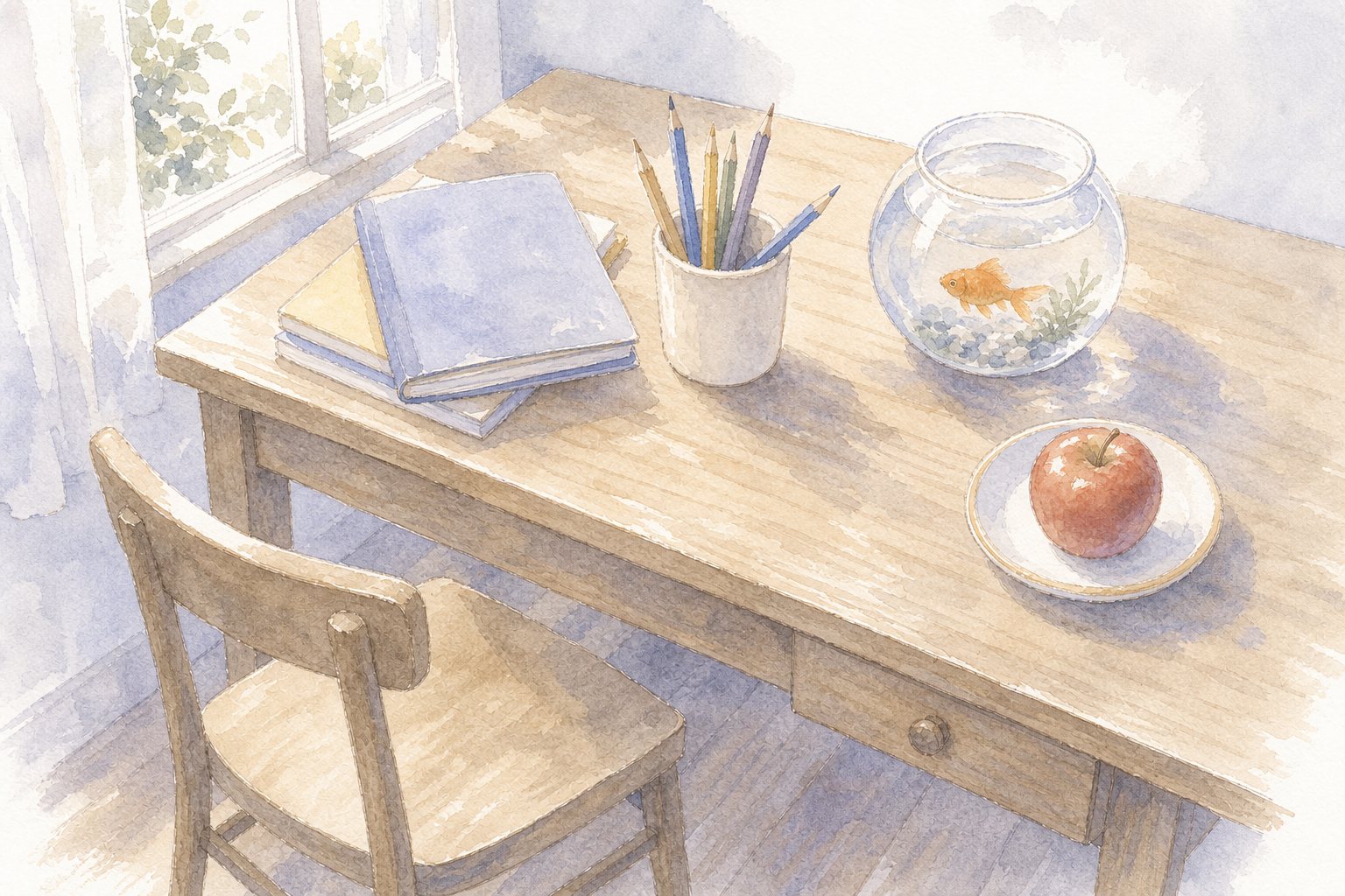 かぞえる ことば。国語読解プリント『かぞえる ことば』(2年・ごく)に合わせた水彩サムネイル。