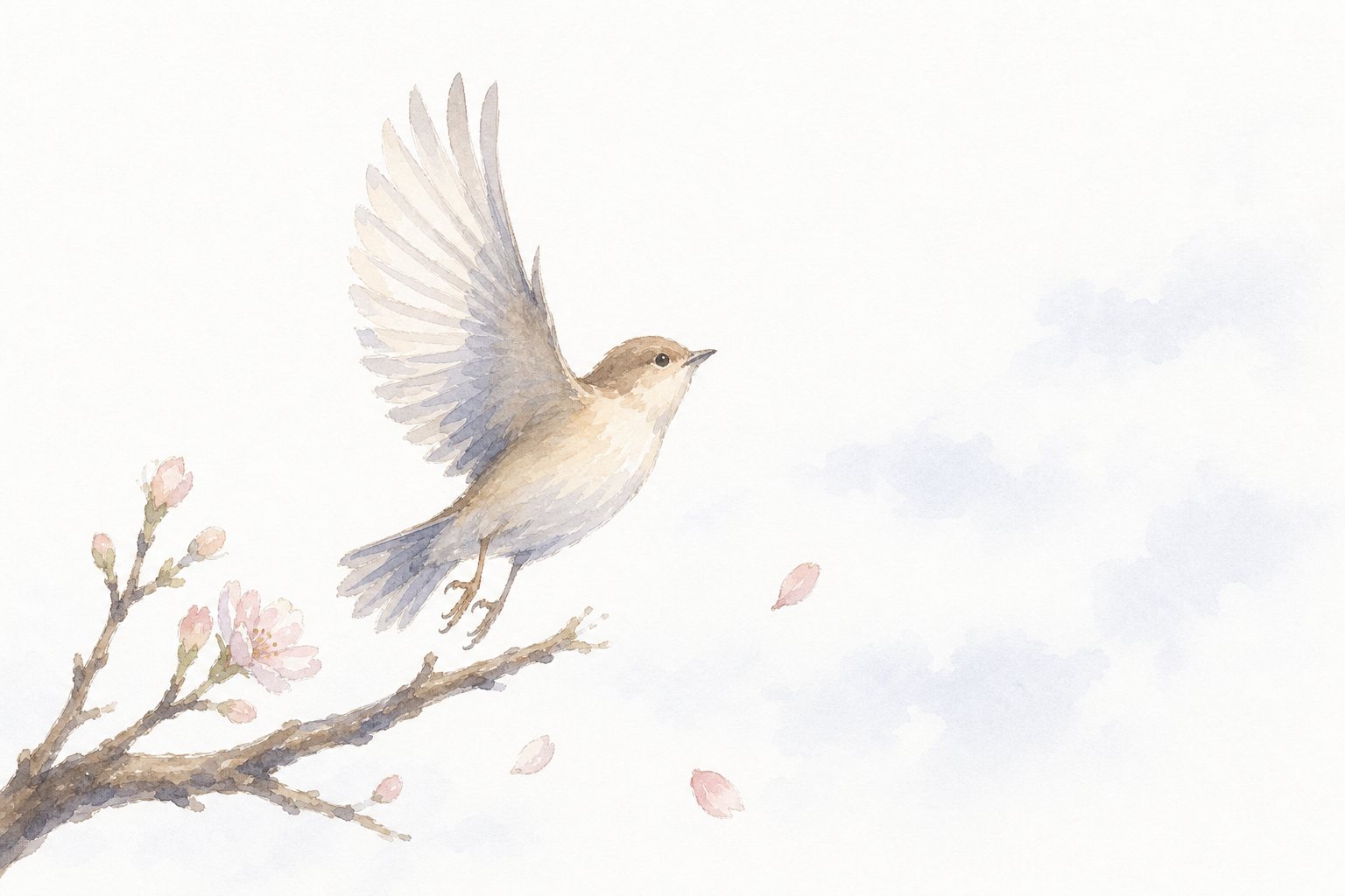 たびだち。国語読解プリント『たびだち』（6年・詩）に合わせた水彩サムネイル。