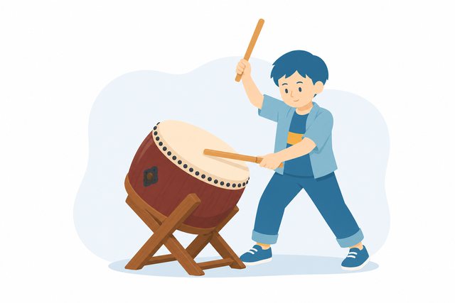和だいこをたたく子ども