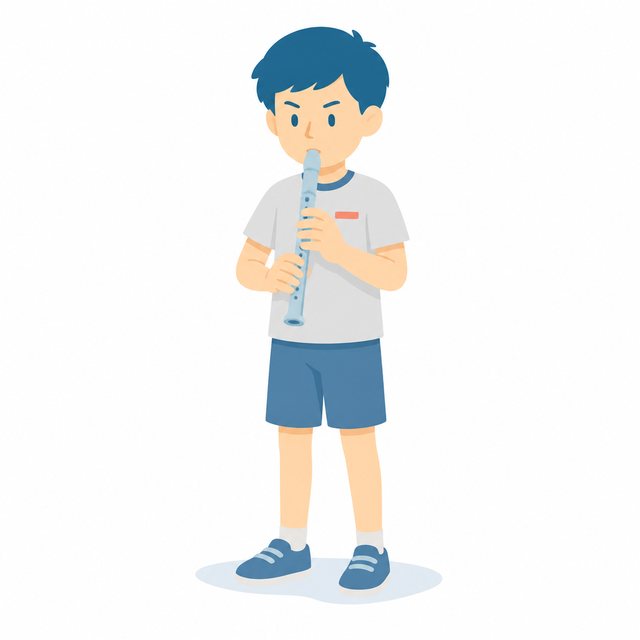 小学生・リコーダーをふく子