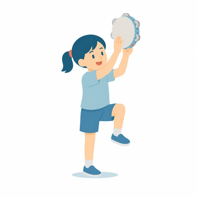 小学生・タンバリンをならす子