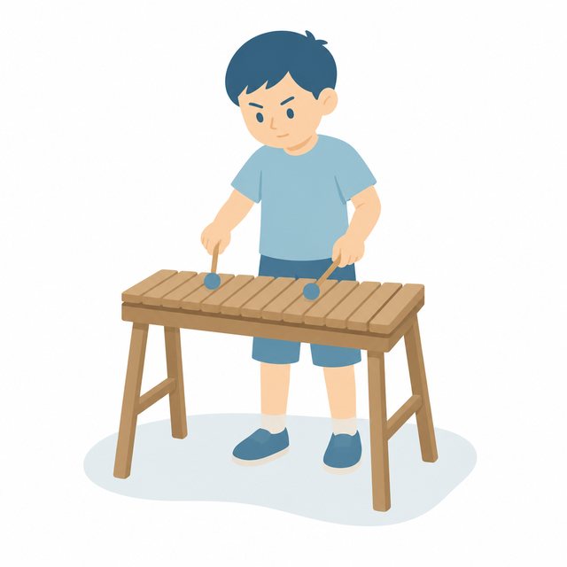 小学生・木きんをえんそうする子