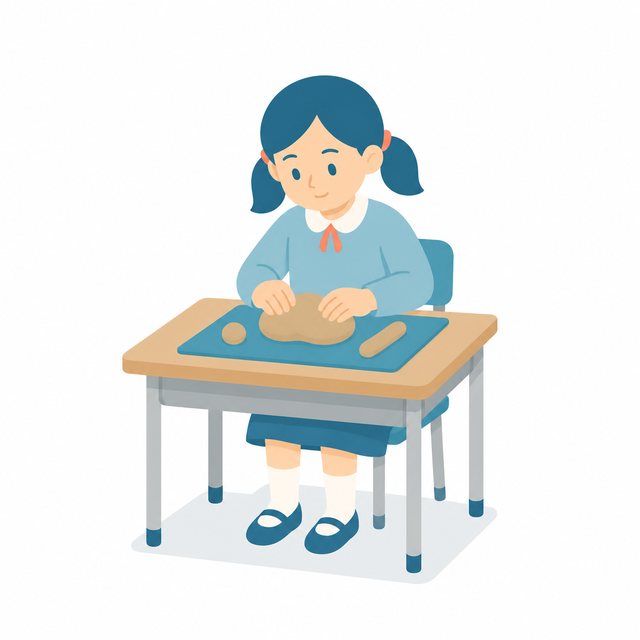 小学生・ねん土をつくる子