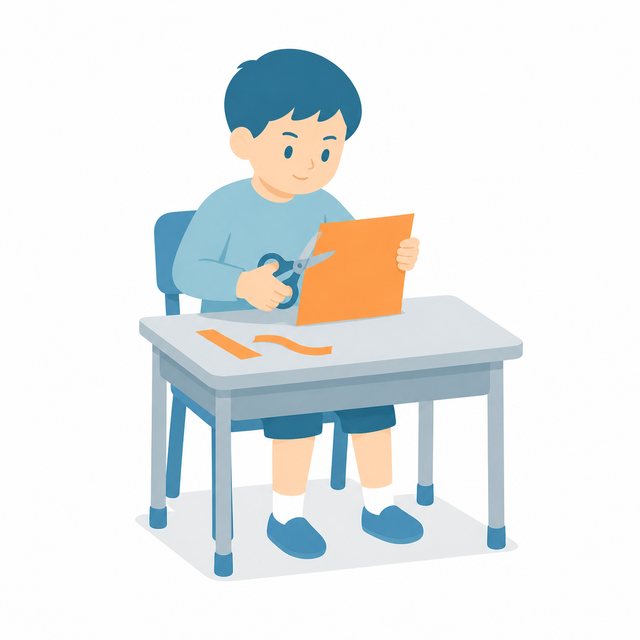 小学生・はさみで切る子