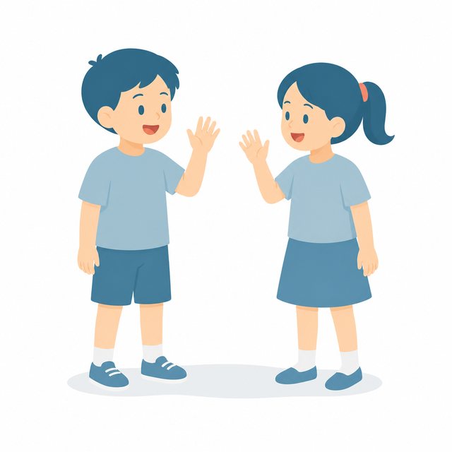 小学生・あいさつをかわす子