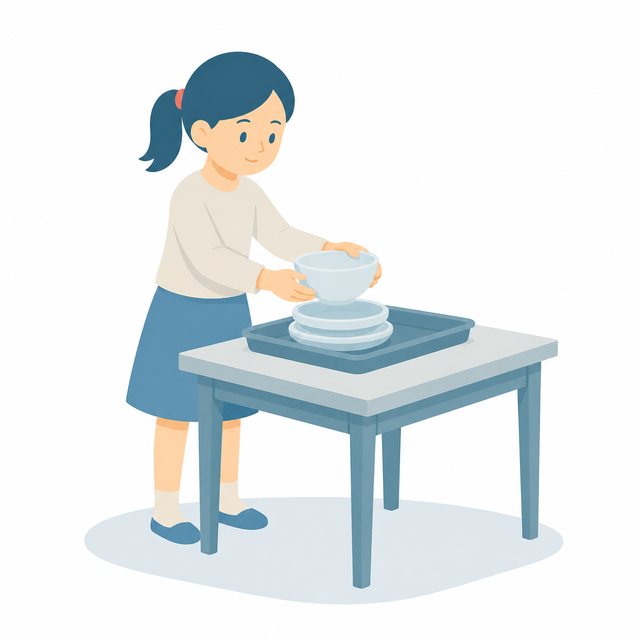 小学生・しょっきをかたづける子