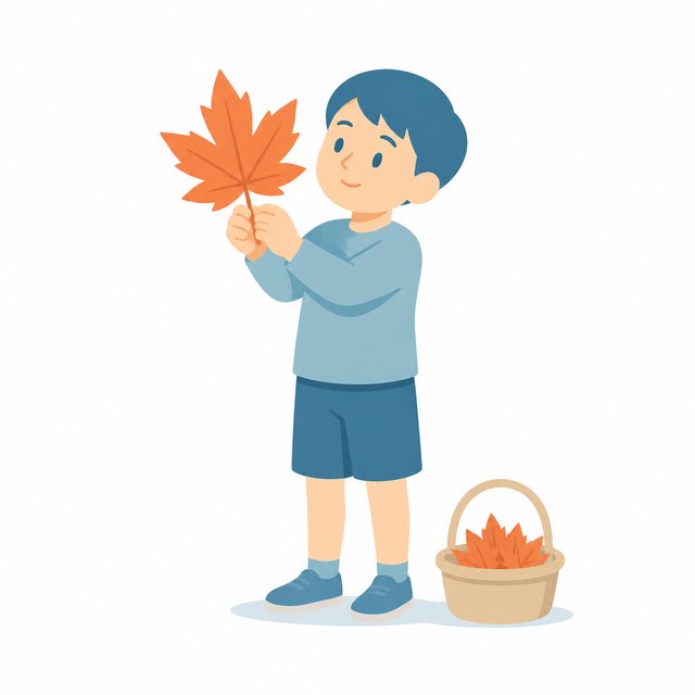 小学生・落ち葉をひろう子