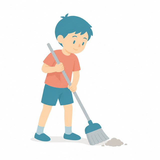 小学生・ほうきではく子