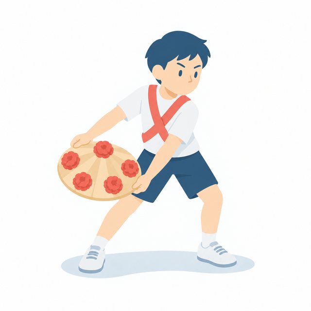 小学生・花笠音頭をおどる子（花笠を下にふる）