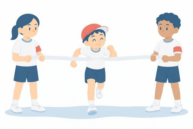 小学生・決勝係（ゴールテープを持つ）