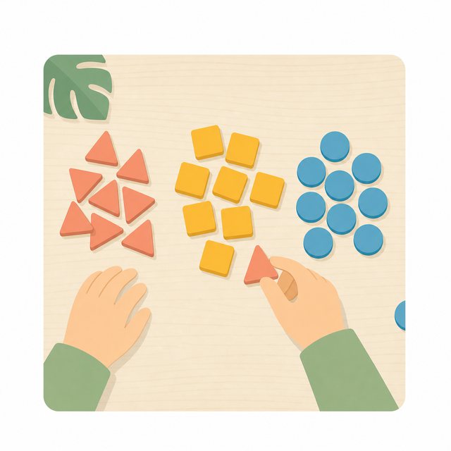 算数・形の色板を仲間分けする