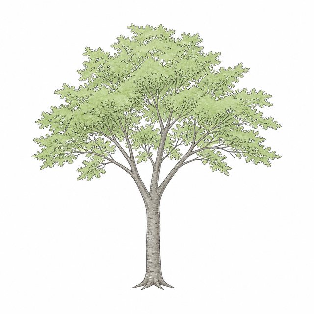 校庭の木（立面・かげなし）