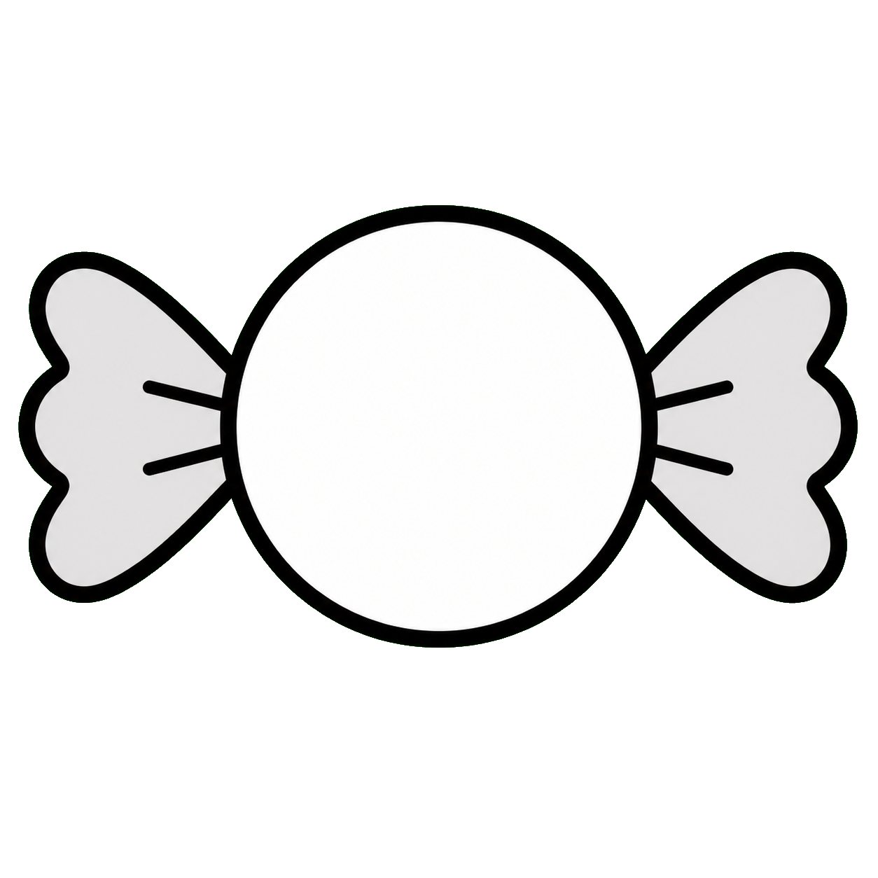 算数の文章題挿絵・あめ(1こ)。文章題のための、1こだけの挿絵です。絵の中に個数を描きこんでいないので、問題文の数だけ紙面に並べて使えます。数と絵が食いちがうことが起きません。白黒コピーでも読める線画です。