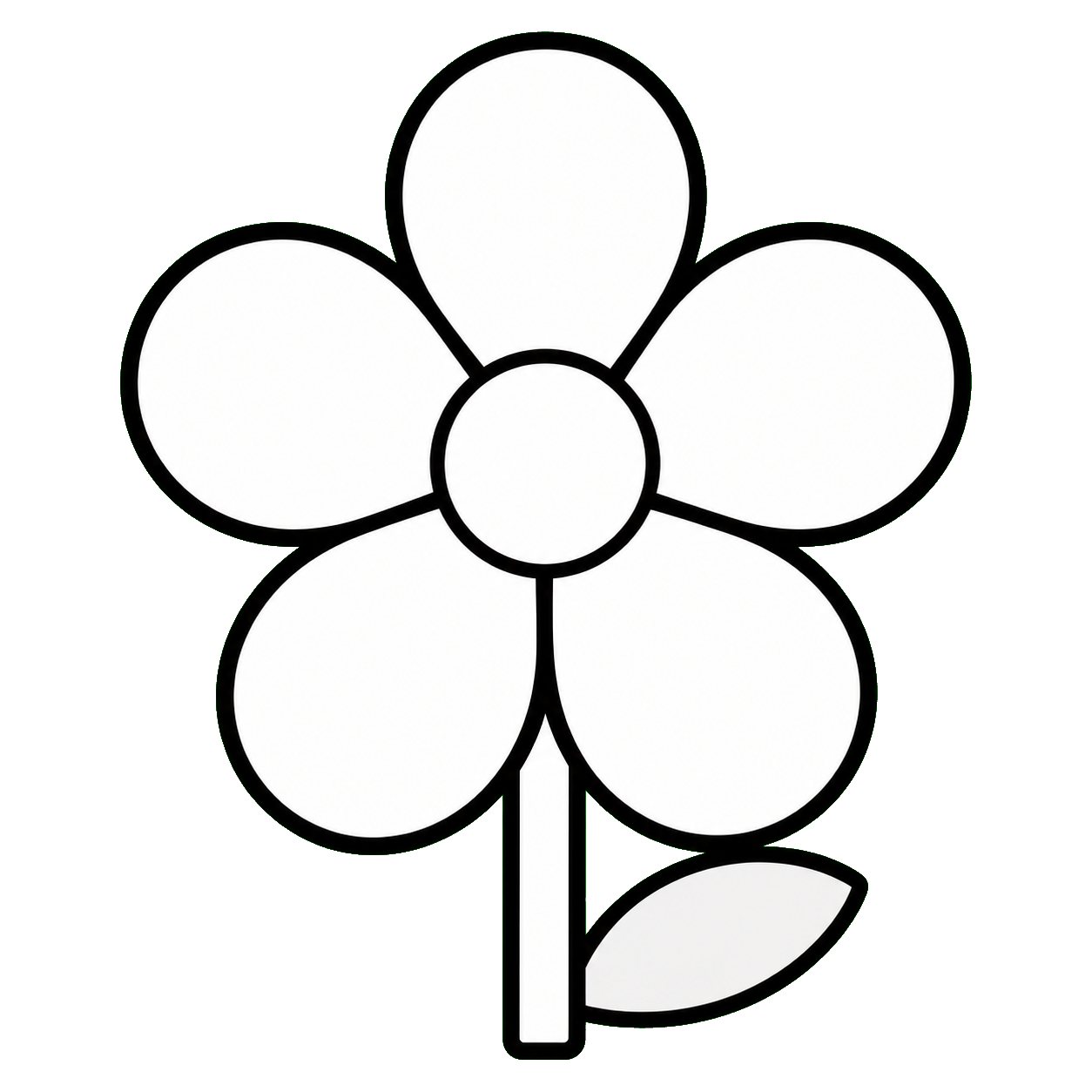 算数の文章題挿絵・花・中心が白(1本)。文章題のための、1こだけの挿絵です。絵の中に個数を描きこんでいないので、問題文の数だけ紙面に並べて使えます。数と絵が食いちがうことが起きません。白黒コピーでも読める線画です。