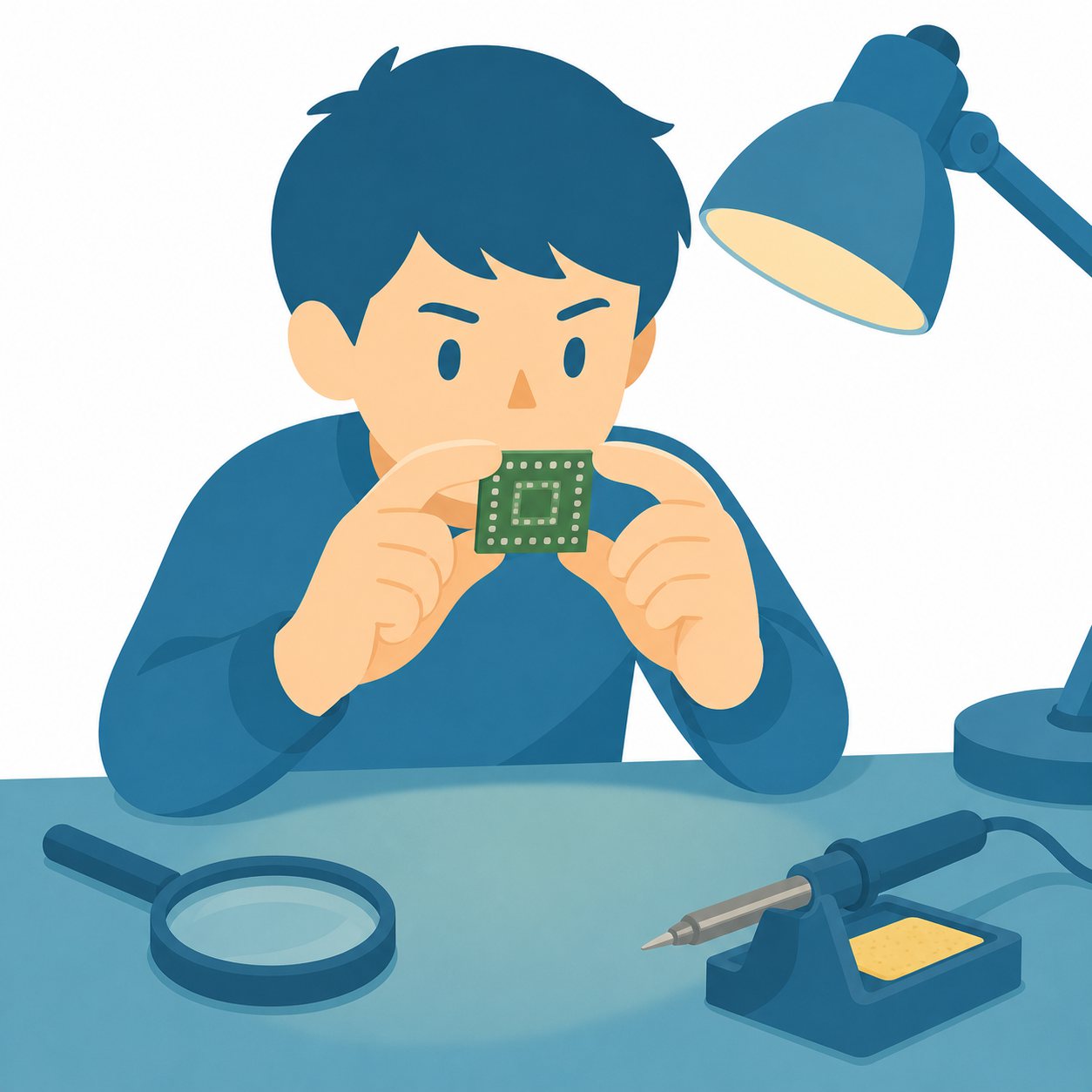 IC（集積回路）｜社会ことば辞典。電気の信号を処理する小さな部品で、コンピューターや機械に使われます。